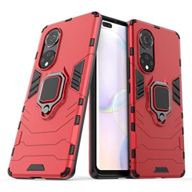 Imagem de Capa Protetora Magnética Anti-quedas para Huawei Nova 9 Pro, Honor 50 Pro, Suporte Giratório + Proteção Militar (Vermelho)