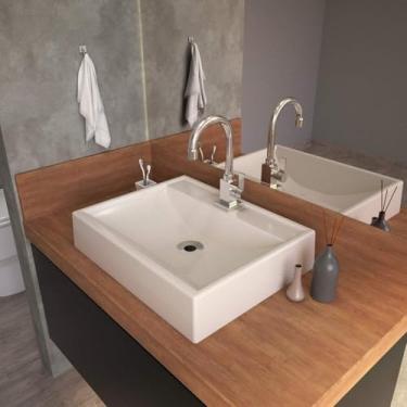 Imagem de Kit 3 Cubas para Banheiro Rt49w Retangular Compace Bege