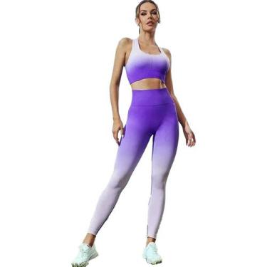 Imagem de Conjunto Feminino Degrade Calça Leg E Top Academia Fitness - Shopintim