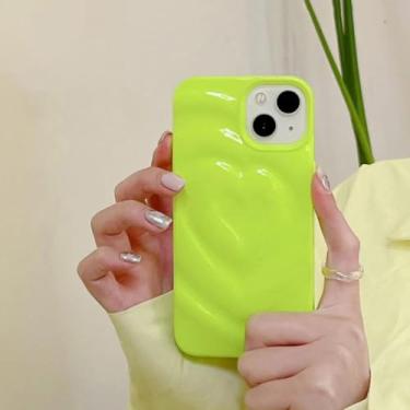 Imagem de Capa de telefone com coração amoroso plissado 3D brilhante para iPhone 15 11 12 13 14 Pro Max Candy Color Wave Shape Creative Soft Back Cover, T5, para iPhone 12 Pro