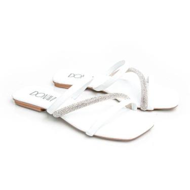 Imagem de Sandália Rasteirinha Casual Feminino Tiras Brilho Moda Elegante Prátic