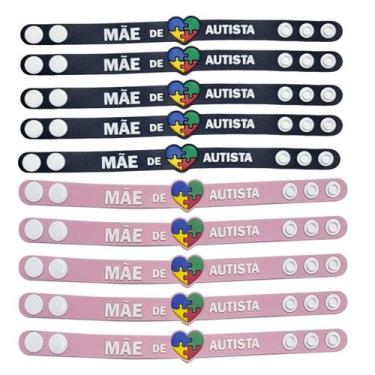 Imagem de Kit de 10 pulseiras pai e mãe de autista identificação autismo com reg