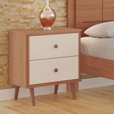 Imagem de Mesa De Cabeceira Monza 2 Gavetas em MDF com Pés estilo Retrô Tuboarte