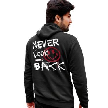 Imagem de Blusa Moletom Estampado Masculino em Algodão 30.1 Never Look Back Smil