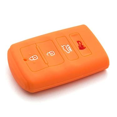 Imagem de LIGHTKOREA Capa protetora de chave inteligente com 4 botões de silicone para controle remoto 1 peça compatível com Kia Cadenza K7 K900 (laranja)