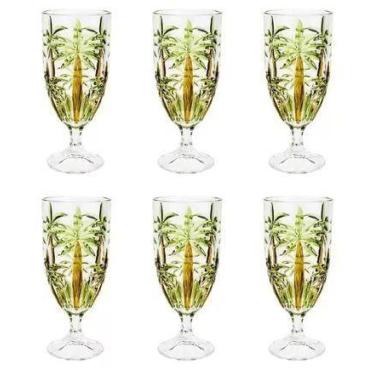 Imagem de Jogo 6 Taças Palm Tree Handpaint 450 ml Wolff, Transparente