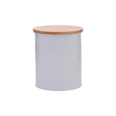 Imagem de Lata com Tampa Diamond Branca 12x14x12Cm Metal - Mai Home