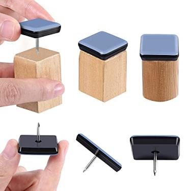 Imagem de Pack of 16 Chair Sliders, 1.5" Sqaure Furniture Glide Nail on Furniture Feet Slider, PTFE Chair Leg Floor Protector for Hardwood Dinning Wooden Furniture, Magic Chair Leg Pad (1.5", 16pcs)