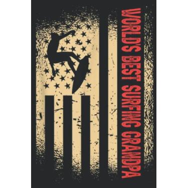 Imagem de Mens Kitesurfing World s Best Surfing Grandpa Silhouette Surfer Family: Lined Journal Notebook To Do Schedule, Medium 6x9 Inches, 100 Pages, Printed Cover
