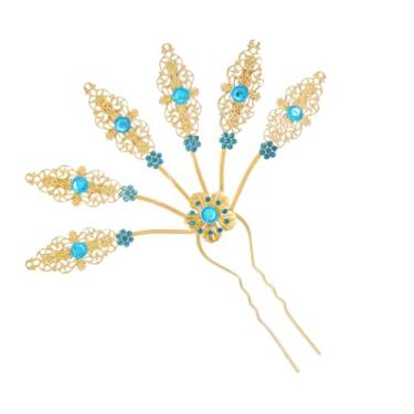 Imagem de Grampo de cabelo de folha de liga com strass enfeite de cabelo étnico tailandês acessório de cabelo de folha (hb000021-2)