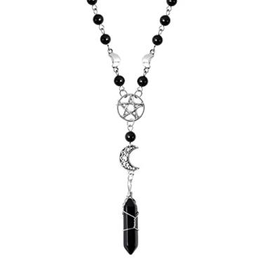 Imagem de Sacina Colar gargantilha gótico emo grunge lua crescente, pingente de lua sol, colar gótico gótico, joia de Natal de Halloween presente para mulheres, Aço inoxidável