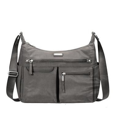 Imagem de Baggallini Bolsa tiracolo Anywhere Hobo feminina 33 x 24 cm, resistente à água, bolsa de ombro com alça de pulso RFID, Sterling Shimmer, One Size