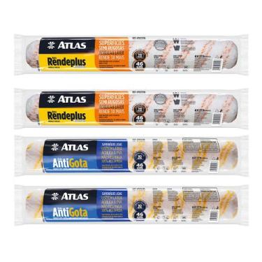 Imagem de Kit Atlas Pintura 2 Rolos Antigotas+ 2 Rolos Rendeplus 46cm