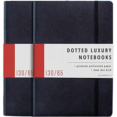 Imagem de Papercode Caderno Bullet Journal – Pacote com 2 cadernos pontilhados de capa macia de luxo – 130 páginas perfuradas, preto