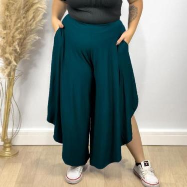 Imagem de Calça Feminina Pantalona Pantacourt Godê Em Viscolycra Malha Veste Tam