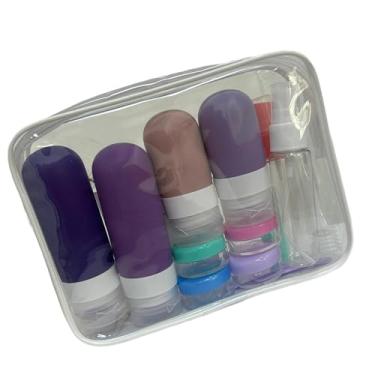 Imagem de Zialofi Garrafas de viagem para produtos de higiene pessoal, s vazios, recipientes líquidos multiuso com saco de armazenamento para gel de, Roxo