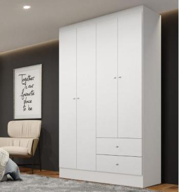 Imagem de Guarda Roupa Solteiro Flex 4 Portas 2 Gavetas Astro THB, Branco com Ro