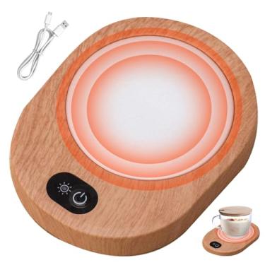 Imagem de Aquecedor de caneca USB para mesa de madeira aquecedor de caneca de café 55-65 ℃ temperatura constante porta-copos aquecido portátil para café, cacau, leite, chá, casa, escritório, sem bateria