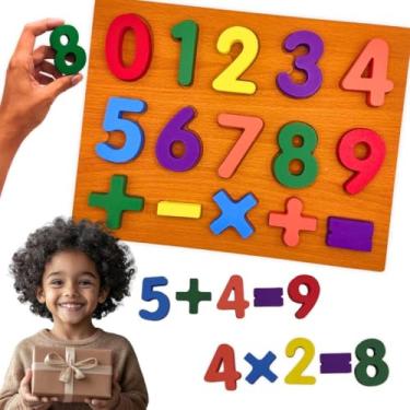 Imagem de Presente infantil brinquedo educativo de encaixar letras ou números de madeira alfabetização pedagógico para escola creche consultório natal aniversário crianças 3 4 5 6 anos (Alfabeto)
