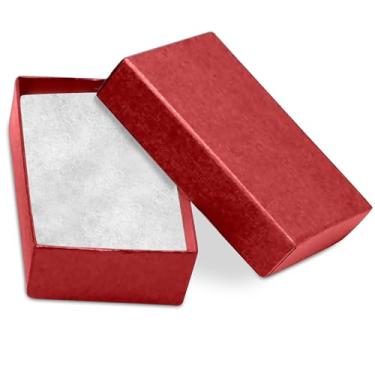 Imagem de Novel Box Pacote com 25 caixas de presente de joias vermelhas 6,3 x 4,1 x 2,5 cm com enchimento de algodão | Caixa de joias de papelão | Caixas de presente com tampas feitas nos EUA | Caixas para
