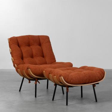 Imagem de Poltrona Costela com Puff Botonê - Terracota