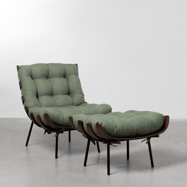 Imagem de Poltrona com Puff Costela Dark - Verde
