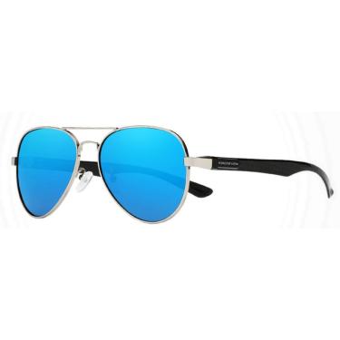 Imagem de Óculos De Sol Para Homem Clássico Uv400 Proteção Polarização Estilo Piloto Azul