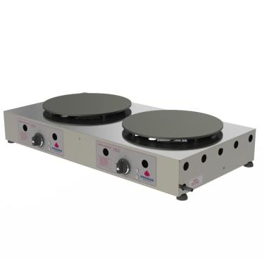 Imagem de Chapa A Gás Para Crepe Francês Progás Inox 2 Chapas Redodas Prkf-202g/r