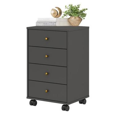 Imagem de Mesa De Cabeceira Presence 4 Gavetas Grafito - Demóbile Grafito