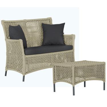 Imagem de 1 Sofá E Mesa Igapó Alumínio Preta Corda Náutica E11 Trama Rami