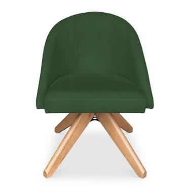 Imagem de Poltrona Cadeira Giratória Bela Suede Verde Base De Madeira - Pallazio