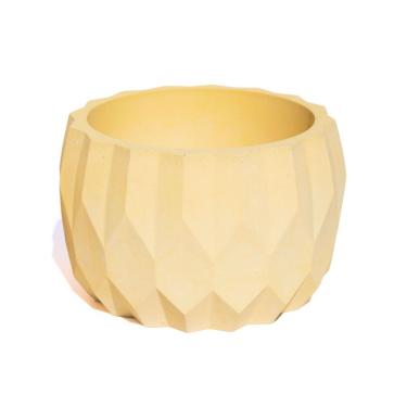 Imagem de Vaso Decorativo Losangos 7,5cm Cimento Artesanal Sala E Cozinha Amarelo