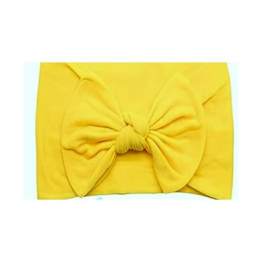 Imagem de Laços De Cabelo Infantil Menina Turbantes De Bebê Fixa Grossa Amarelo
