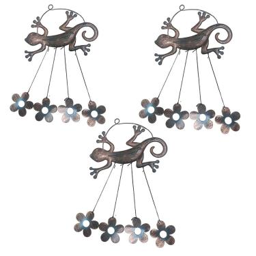 Imagem de Sino Dos Ventos Flores Lagarto Kit 3 Unidades Decoraçao Jardim Quintal Varanda Ambiente Externo Enfeite Rustico