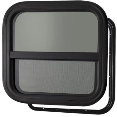 Imagem de PRO FLEX Janela De Correr Vertical Proflex Para Trailers, 15" Largura X 22" Altura, Vidro Temperado Ultra Grosso 5 Mm, Corrediças Substituição Certificadas Pela Dot Com Anéis Acabamento Tela Camper