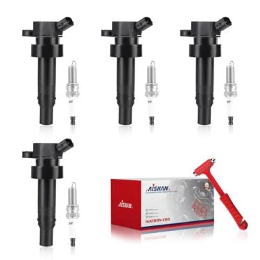 Imagem de AISHAN Conjunto De 4 Bobinas Ignição E Velas Irídio Compatíveis Com Kia Rio Soul, Hyundai Accent Veloster L4 1.6L 2012-2019 | Substituir Nº Uf652 273012B100