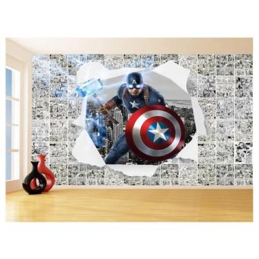 Imagem de Papel De Parede 3D Heróis Página Quadrinhos Hq 3,5M Nhma234 - Você Dec