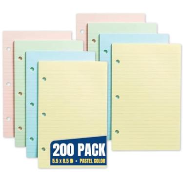 Imagem de 1InTheOffice Papel pastel, mini fichário pautado pela faculdade, papel de folha solta, cores sortidas, pacote com 200