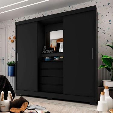 Imagem de guarda-roupa casal com espelho grécia 2 pt 4 gv preto
