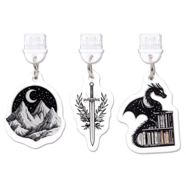 Imagem de TAKEALOOKO Pingentes de plugue de poeira para Kindle – Pacote com 3 capas de porta de carregamento de estética gótica fantasia para leitores de livros eletrônicos, Regular size, Metal não precioso