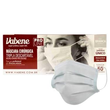 Imagem de Máscara Descartável, Vabene, Tripla, Branca, Caixa com 50