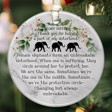Imagem de Ornamento de elefante - enfeite de Natal de elefante, enfeite de Natal para irmãs, enfeite de elefante para tribo feminina - enfeite de elefante de irmandade, presente de Natal para cunhada, melhor