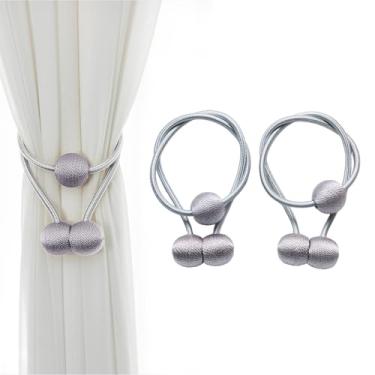 Imagem de Kit com 2 Prendedores de Cortina Magnéticos - Presilhas com Imã para Fixação Rápida - Design Moderno e Resistente - Organizador para Todos os Tipos de Cortina (Cinza)
