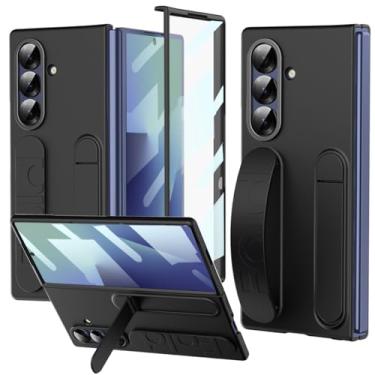 Imagem de YQODSZ Capa para Samsung Galaxy Z Fold 7 com alça de dedo, capa de telefone fina de corpo inteiro com protetor de tela com suporte protetor de tela com borda elevada para mulheres meninas capa com