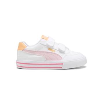 Imagem de PUMA Tênis unissex infantil clássico Vulc Hook and Loop, Branco-rosa malva - quase damasco Ah25, 13.5 Little Kid