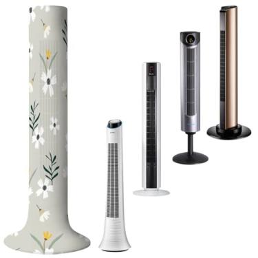 Imagem de Capa de suporte para ventilador de torre padrão margarida - capa protetora à prova de poeira para ventilador vertical de 94 a 129 cm