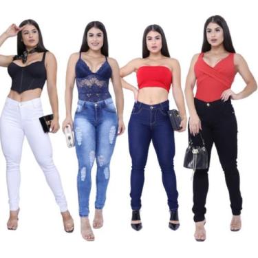 Imagem de Kit C/ 3 Calças Jeans Feminina Destroyed e Lisa - Apollogy, 36