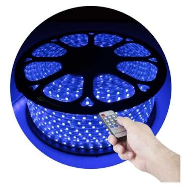 Imagem de Mangueira Led 5050 18m Azul Controle Remoto Dimmer 220v