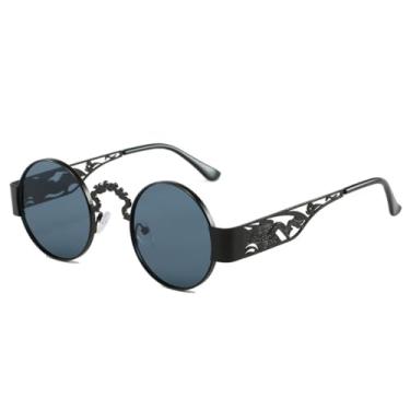 Imagem de VFDHN Óculos de sol rosa da moda feminino redondo de metal uv400 clássico masculino (1)