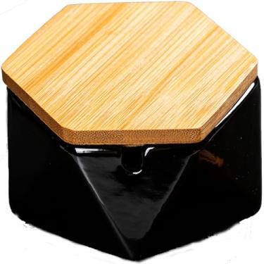 Imagem de Cinzeiro de cerâmica com tampa Cinzeiro de mesa anti-mosca adequado para quarto, sala de estar, restaurante, hotel, bar e escritório